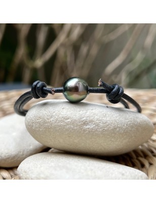 perle de Tahiti verte en bracelet homme perle prix - bracelet lien perle pour homme avec une perle