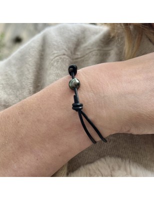 bracelet homme cuir perle de culture de Tahiti prix - bracelet homme tahitien
