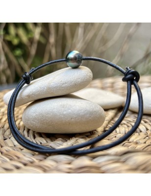 bracelet homme cuir perle de culture de Tahiti prix - bracelet homme tahitien