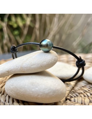 Orino - 10.79mm Tahitian Peacock Pearl Leather Bracelet