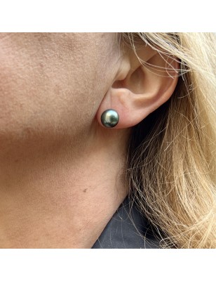 10.28mm Tahitian Turquoise Pearl Ear Studs