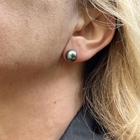 10.28mm Tahitian Turquoise Pearl Ear Studs