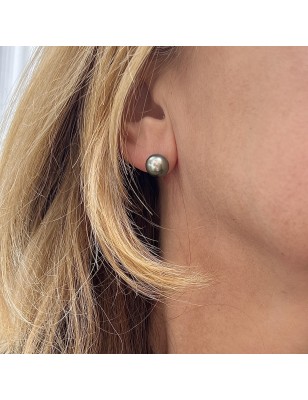 Lime Green Tahitian Pearls - 18-carat Gold Earrings