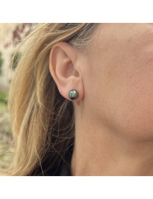 Tiareva - Perles de Tahiti Pistache - Boucles or 750