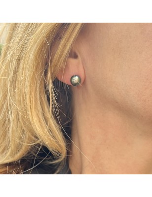 Tiareva - Lagoon Green Tahitian Pearls - 18k Gold Earrings