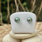 Tiareva - Lagoon Green Tahitian Pearls - 18k Gold Earrings