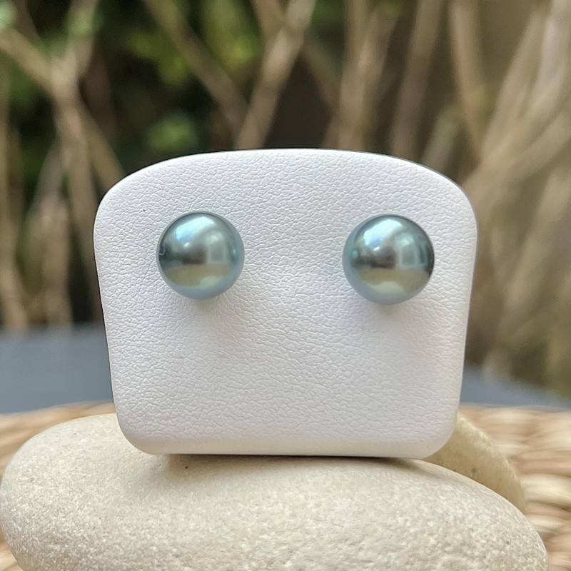 Éclatante - Perles de Tahiti Bleu Lagon - 9.96mm - Boucles or 750