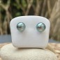 9.96mm - Lagoon Blue Tahitian Pearls - 18k Gold Earrings