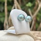 9.96mm - Lagoon Blue Tahitian Pearls - 18k Gold Earrings
