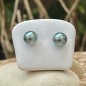 9.96mm - Lagoon Blue Tahitian Pearls - 18k Gold Earrings