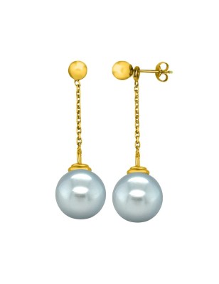 Naya - Pendantes d'Oreilles en Or Jaune 750 et Perles de Tahiti