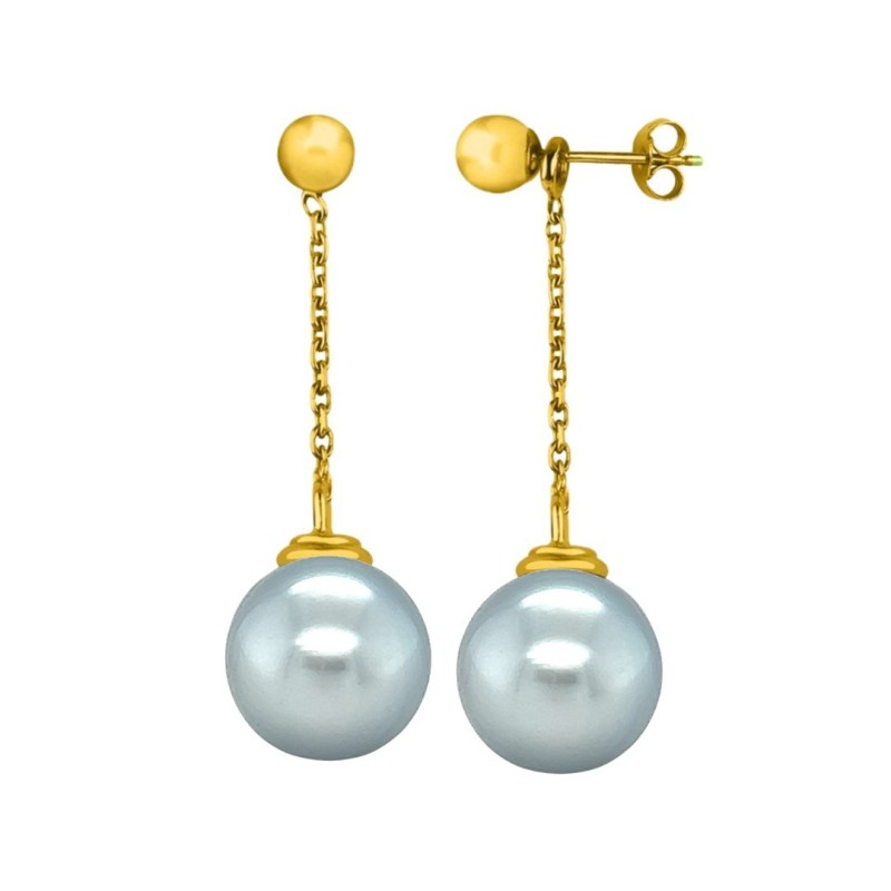 Naya - 18K Yellow Gold Earrings - Tahitian Pearls