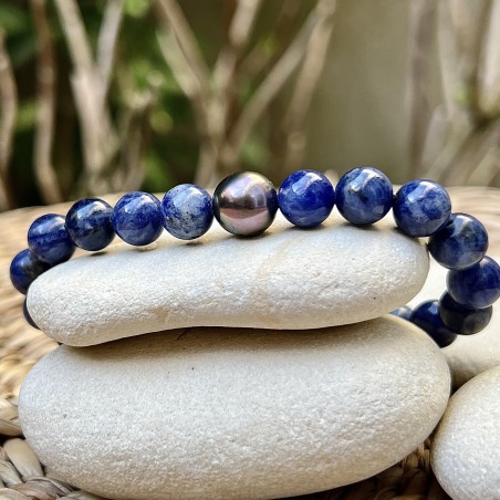 blue stones for man on bracelet with tahitian pearls price - tahitian jewerly for men - tahiti jewerly