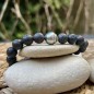 Lava Stones and Genuine Tahitian Pearl Bracelet