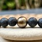 Lava Stones and Tahitian Bronze Pearl Bracelet