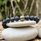 Lava Stones and Tahitian Bronze Pearl Bracelet