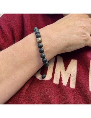 Lava Stones and Tahitian Bronze Pearl Bracelet