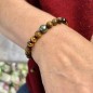9.87mm Green Tahitian Pearl and Tiger Eyes Bracelet