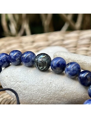 engraved cultured pearl from Tahiti men's bracelet - natural stones men's bracelet price