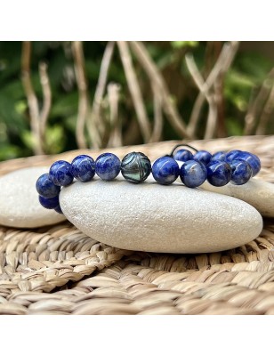 engraved cultured pearl from Tahiti men's bracelet - natural stones men's bracelet price