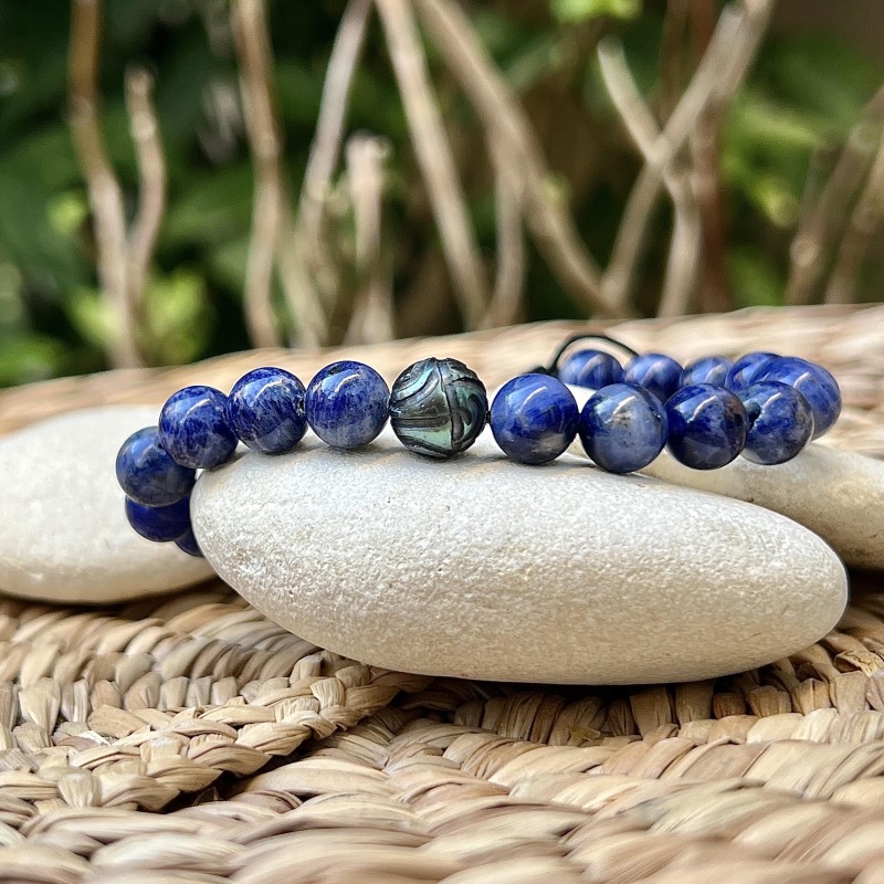 9.82mm Green Engraved Tahitian Pearl Men's Bracelet