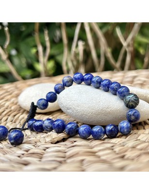 perle gravée en bracelet homme perle de culture de tahiti - bracelet homme tahitien