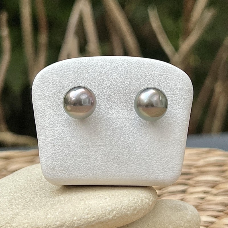 Boucles d'Oreilles Perles de Tahiti Gris Rose - 9.08mm Boucles d'Oreilles Perles de Tahiti Gris Rose - 9.08mm