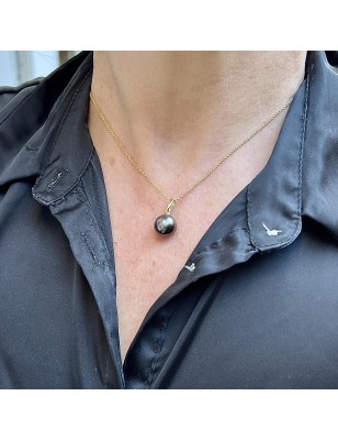 aubergine Tahitian cultured pearl gold pendant price - perla Tahiti - what is the best gift for valentine's day ?