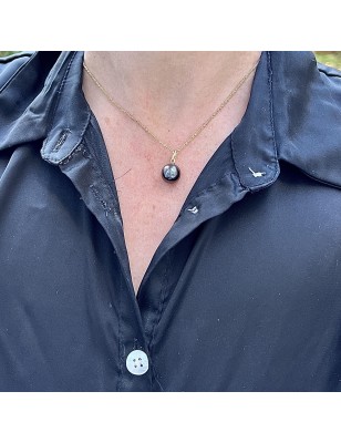 aubergine Tahitian cultured pearl gold pendant price - perla Tahiti - what is the best gift for valentine's day ?