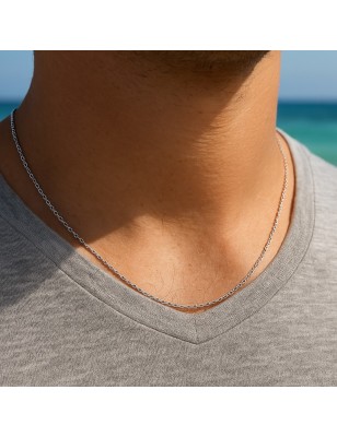 18k White Gold 1.70mm Width Round Forçat Link Chain