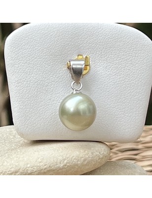 Pendentif Perle de Tahiti Champagne de 10.77mm - Argent Rhodié