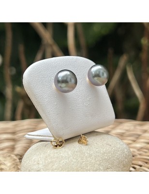 paire de boucles d'oreilles en or et perles de Tahiti bleues prix - petites perles vertes en boucles d'oreille