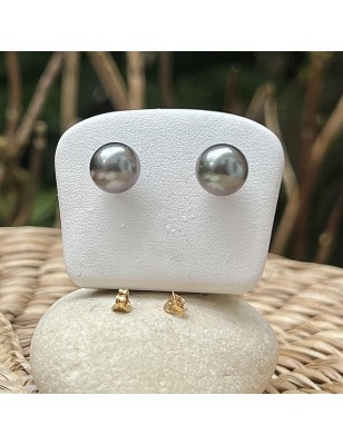 paire de boucles d'oreilles en or et perles de Tahiti bleues prix - petites perles vertes en boucles d'oreille