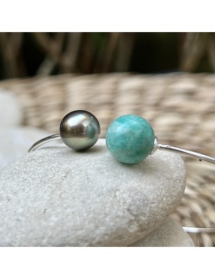 amazonite en bracelet femme perle de Tahiti - bracelet femme tahitien