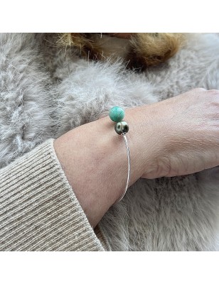 cultured pearl from Tahiti bracelet - amazonite bracelet