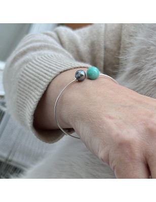 cultured pearl from Tahiti bracelet - amazonite bracelet