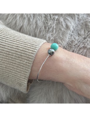 cultured pearl from Tahiti bracelet - amazonite bracelet