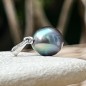 Pendentif Or Blanc 18 Carats Perle de Tahiti Bleu Violet 9.54mm