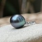 Pendentif Or Blanc 18 Carats Perle de Tahiti Bleu Violet 9.54mm