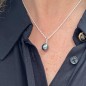 9.54mm Blue Violet Tahitian Pearl 18k White Gold Pendant