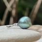 Pendentif Or Blanc 18 Carats Perle de Tahiti Bleu Violet 9.54mm