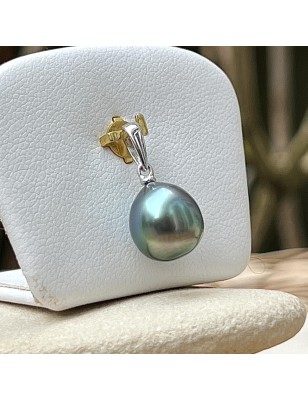10.08mm Lagoon Tahitian Pearl 18k White Gold Pendant
