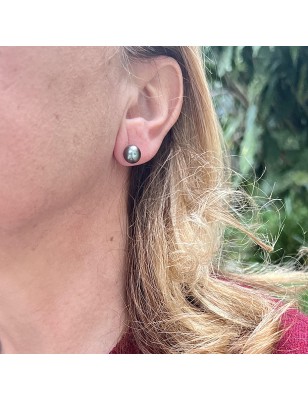 Te Aho - 9-Carat Gold Earrings - Blue Pink - 8.78mm