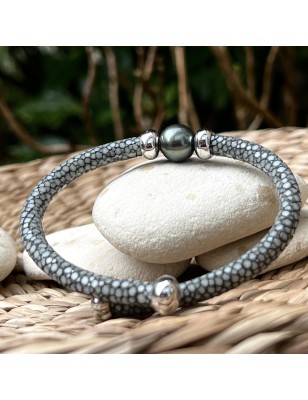 Bracelet cuir perle de culture - bijoux perles