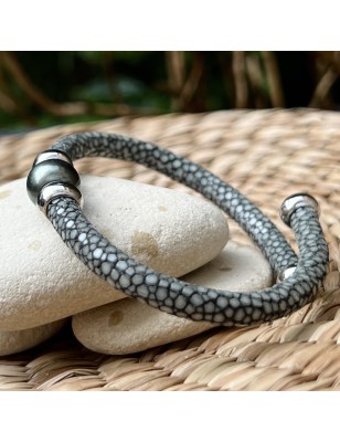 Bracelet cuir perle de culture - bijoux perles