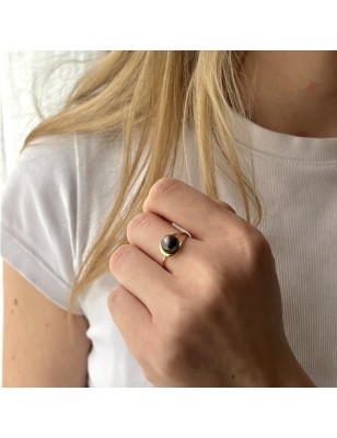 Natural Design Ring and Real Tahitian Pearl - 18k Gold