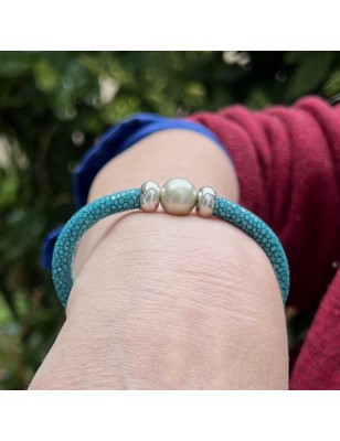 Heure Dorée - Champagne Tahitian Pearl Galuchat Bracelet