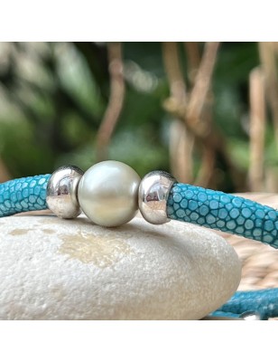champagne pearl leather bracelet - cultured pearl bracelet