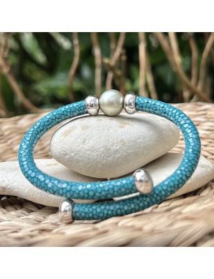 champagne pearl leather bracelet - cultured pearl bracelet