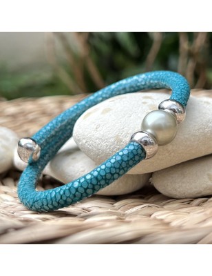 champagne pearl leather bracelet - cultured pearl bracelet